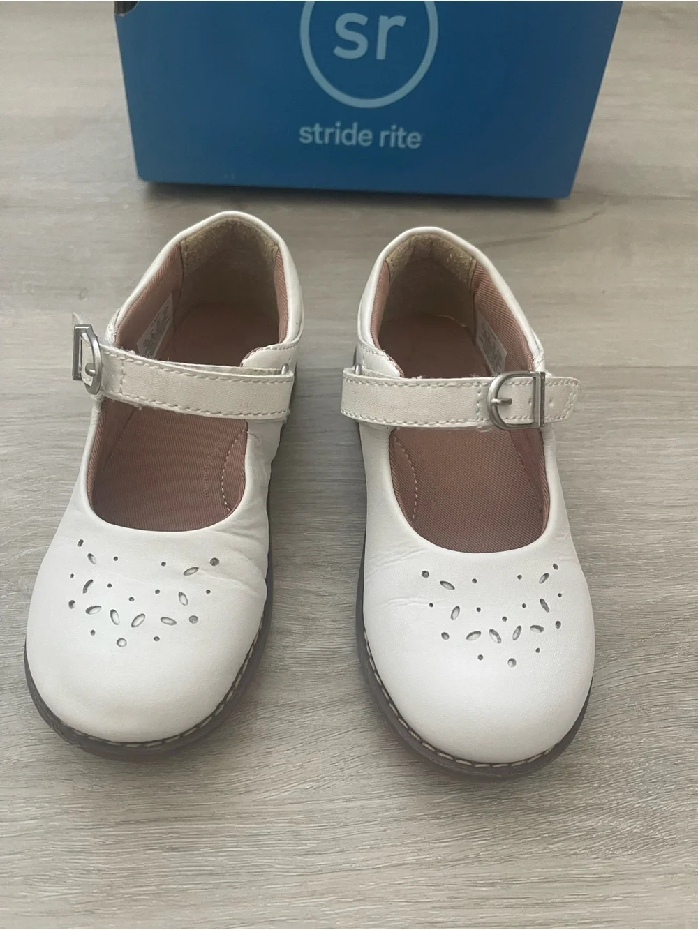 Stride Rite White Girls' Mary Jane Shoes with Buckle